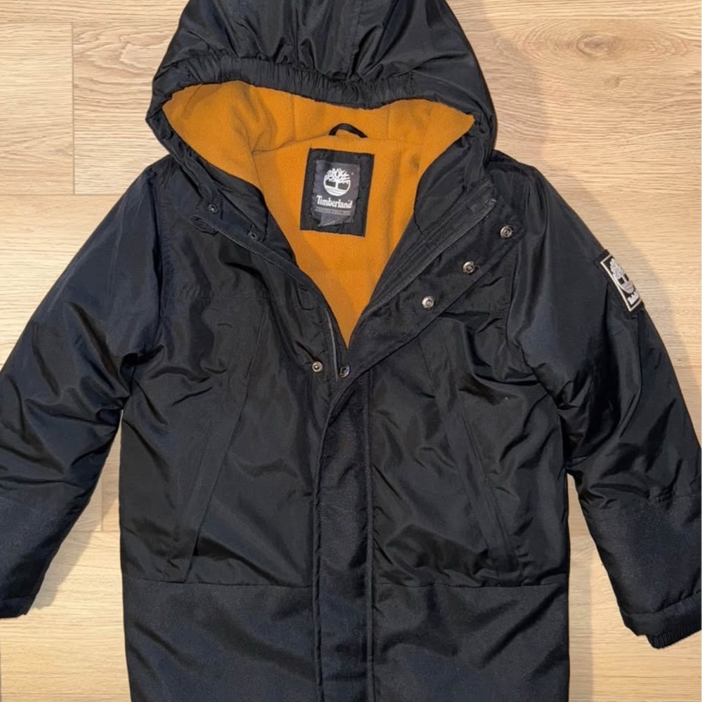 KIDS Timberland Black Jacket with Warm Orange Interior